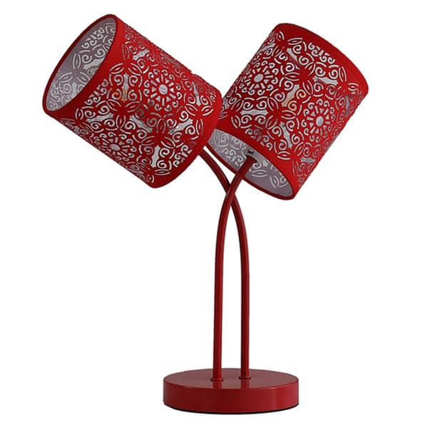HomeRoots 17in. Red Metal Two Light Abstract Table Lamp - image 