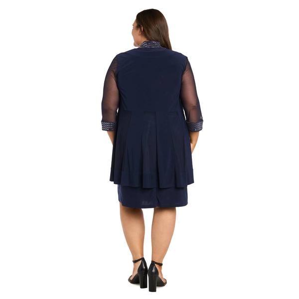 Plus Size R&M Richards Chevron Metallic Jacket Dress