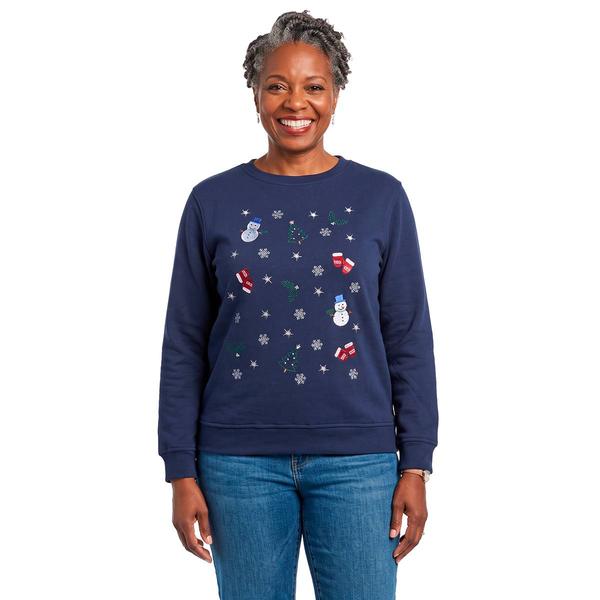 Womens Hasting & Smith Holiday Icons Fleece Sweatshirt - image 