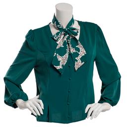 Womens Adrianna Papell Long Sleeve Neck Scarf Button Front Blouse