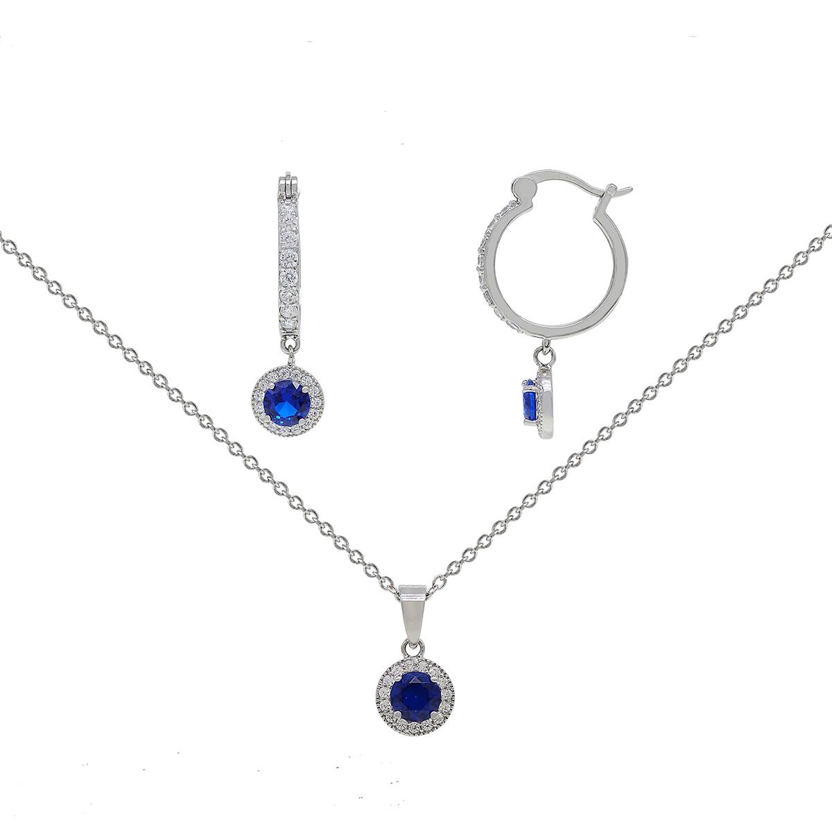 Gianni Argento 2pc. Lab Sapphire Necklace and Earrings Set