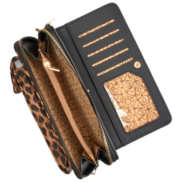 Womens DS Fashion North/South Crossbody Wallet - Leopard
