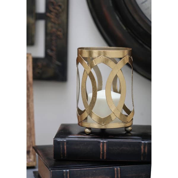 9th & Pike® Gold Metal Trellis Pattern Candle Holder