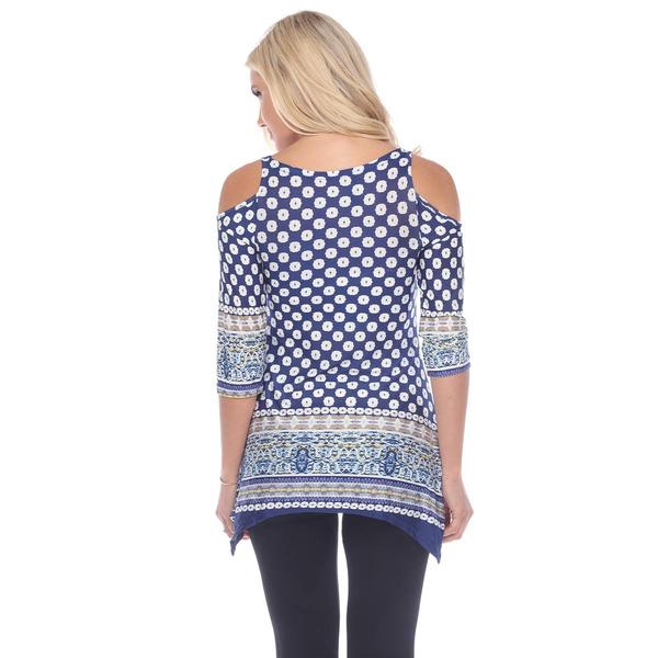 Womens White Mark Paisley Cold Shoulder Tunic Top