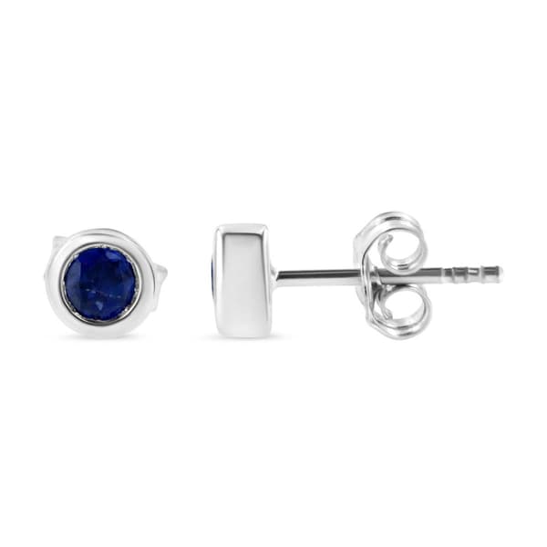 Haus of Brilliance Sterling Silver & Blue Sapphire Stud Earrings