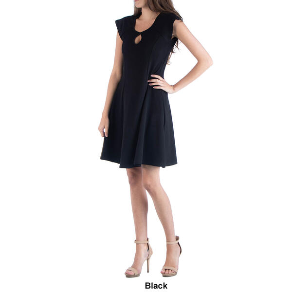 Womens 24/7 Comfort Apparel Fit & Flare Dress with Keyhole