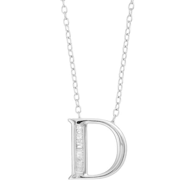 Diamond Classics(tm) 1/20ctw. Baguette Diamond D Initial Pendant - image 