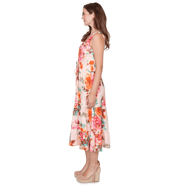 Womens Ruby Rd. Renaissance Romance V Neck Floral Midi Dress