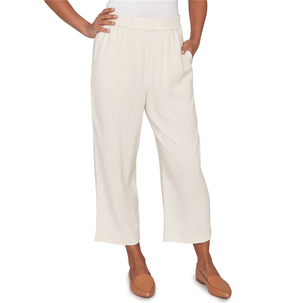 Petites Alfred Dunner Natural Wonder Linen Elastic Waist Ankle P