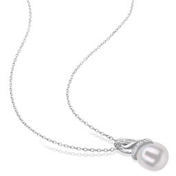 Gemstone Classics™ Pearl & Diamond Twisted Drop Pendant