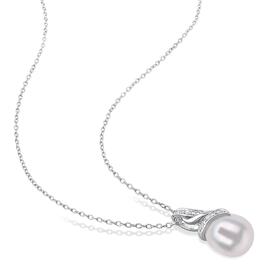 Gemstone Classics&#8482; Pearl & Diamond Twisted Drop Pendant