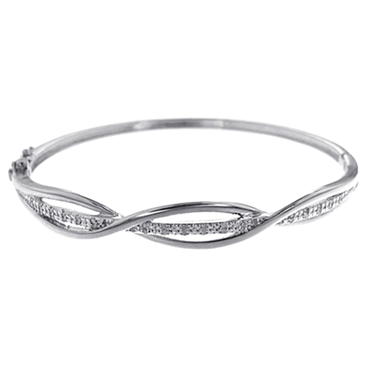 Gianni Argento Silver 1/4ctw. Diamond Swirl Bangle Bracelet