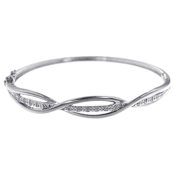 Gianni Argento Silver 1/4ctw. Diamond Swirl Bangle Bracelet - image 
