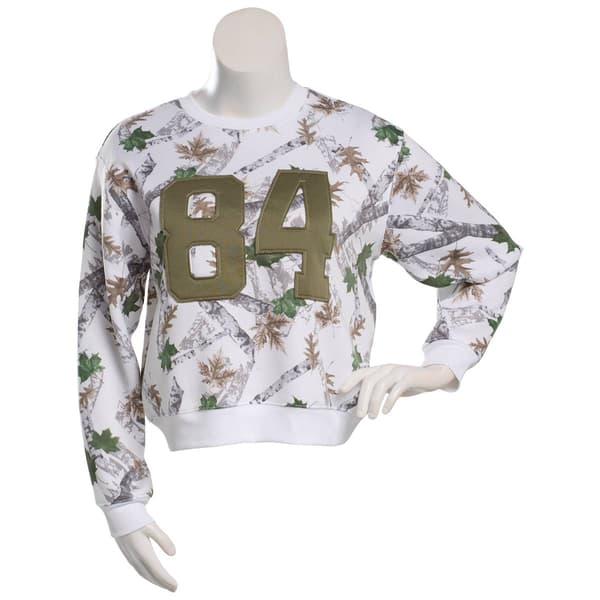 Juniors No Comment Fleece Applique Crew Neck Sweatshirt