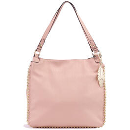 GIANI BERNINI Women's Pink Pebbled 4-poster Logo Hardware Double Flat Strap Tote  Handbag Purse 