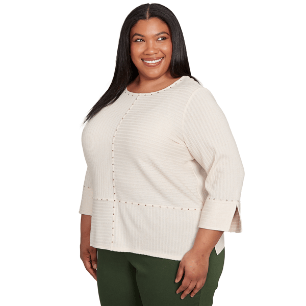 Plus Size Alfred Dunner Mount Laurel Heat Set Embellished Blouse