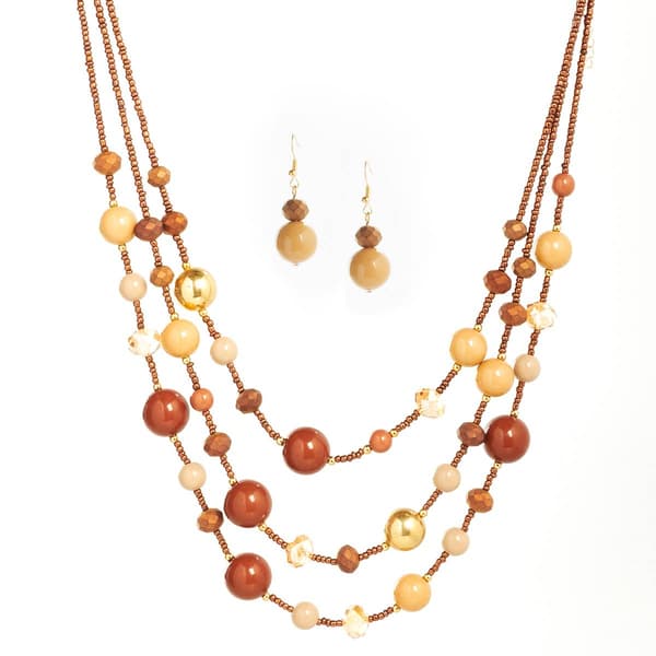 Ashley Cooper(tm) Gold Plated Beaded Necklace & Earring Set - image 