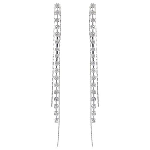 Silver-Tone Cup Chain Shoulder Dangle Earrings