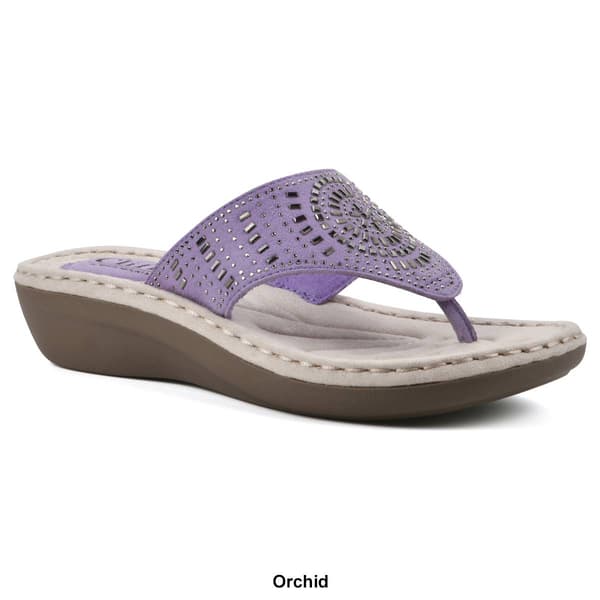 Womens Cliffs by White Mountain Cienna Wedge Thong Sandals