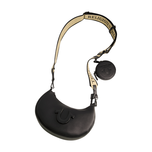 True Religion Logo Strap Crescent Hobo Bag