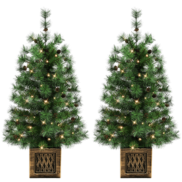 Puleo International 3.5ft. LED Potted Christmas Trees - Set of 2