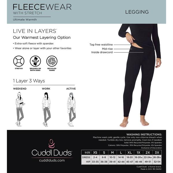 Womens Cuddl Duds® Solid Fleecewear with Stretch Leggings
