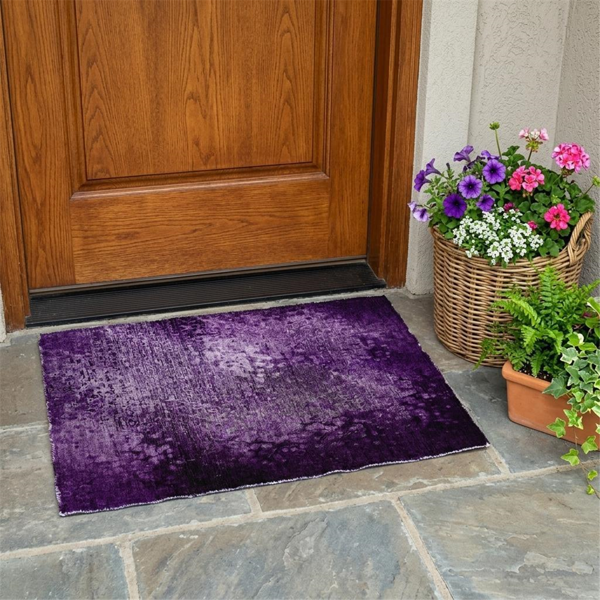 HomeRoots Purple Washable Non Skid Indoor Outdoor Accent Rug
