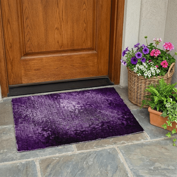 HomeRoots Purple Washable Non Skid Indoor Outdoor Accent Rug - image 