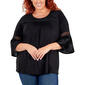Plus Size NY Collection Floral Crochet Trim Top - image 1