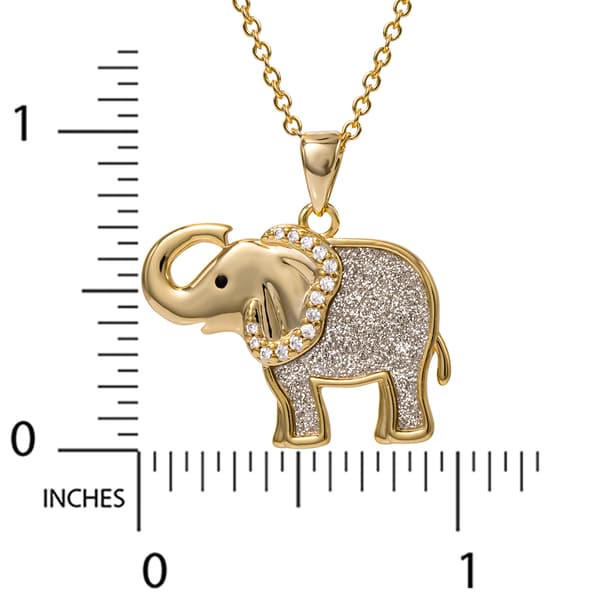 Brass Yellow Gold Plated and Silver Glitter Elephant Pendant
