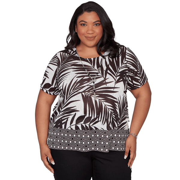 Plus Size Alfred Dunner Detail Driven Tropical Diamond Border Te - image 