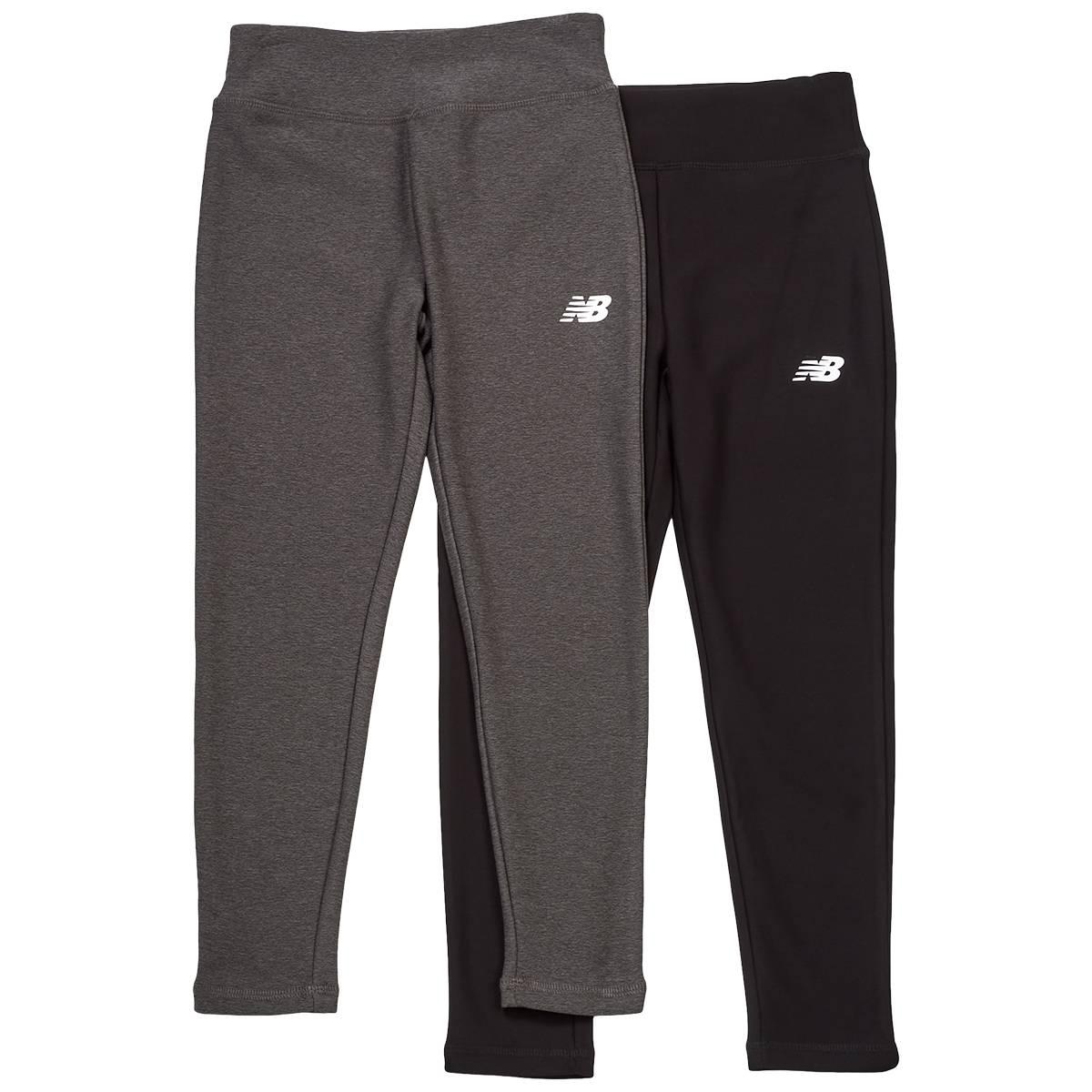Girls (7-16) New Balance 2pk. Marled/Solid Fleece Lined Leggings