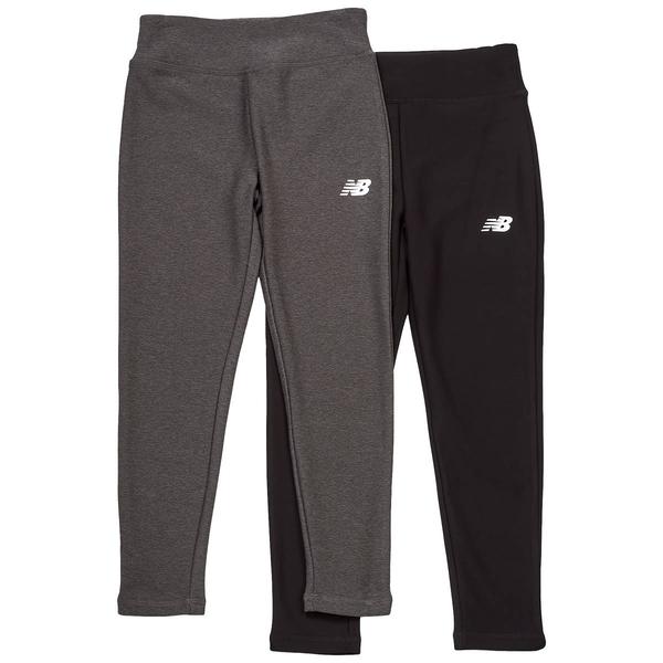 Girls (7-16) New Balance 2pk. Marled/Solid Fleece Lined Leggings
