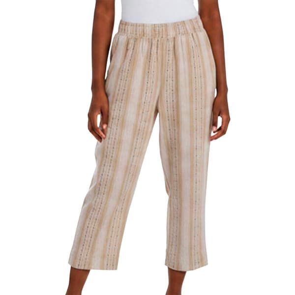 Petite Briggs Pull On Elastic Waist Stripe Four Pocket Capris