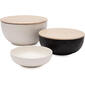 Thirstysone Set of 3 Ceramic Bowls w/ 2 Wood Lids - image 2