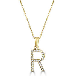Diamond Classics&#40;tm&#41; 14kt. Gold Initial R Letter Necklace
