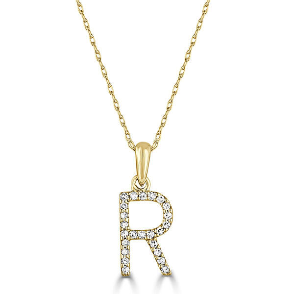 Diamond Classics&#40;tm&#41; 14kt. Gold Initial R Letter Necklace - image 