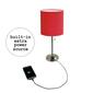 LimeLights Brush Steel Lamp w/Charging Outlet/Red Shade-Set of 2 - image 6