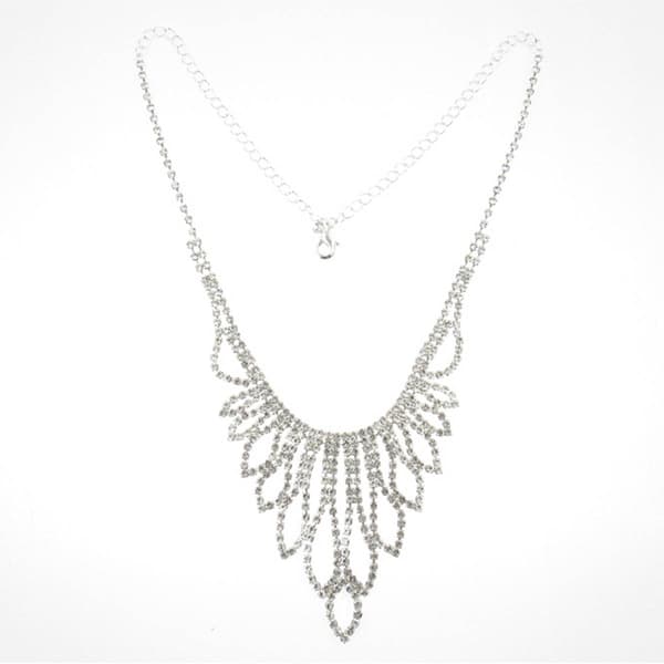 Rosa Rhinestones Silver-Tone Clear Rhinestone Open Point Necklace - image 