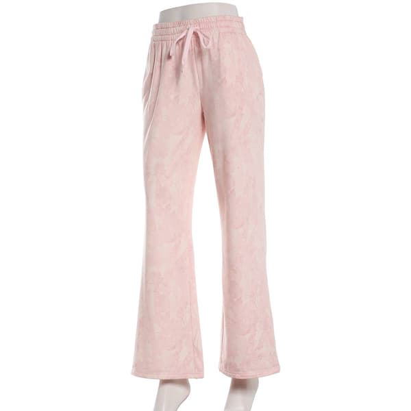 Juniors No Comment Fleece Lined Leaf Print Wide Leg Pants - Pink - image 