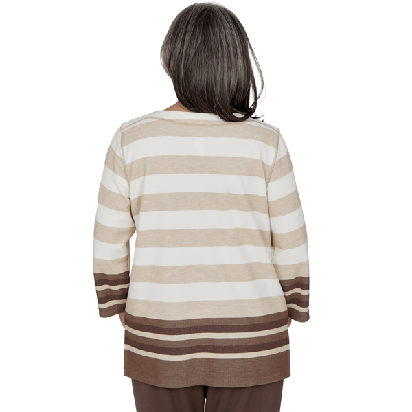 Womens Alfred Dunner Luxe Be A Lady 3/4 Sleeve Stripe Blouse