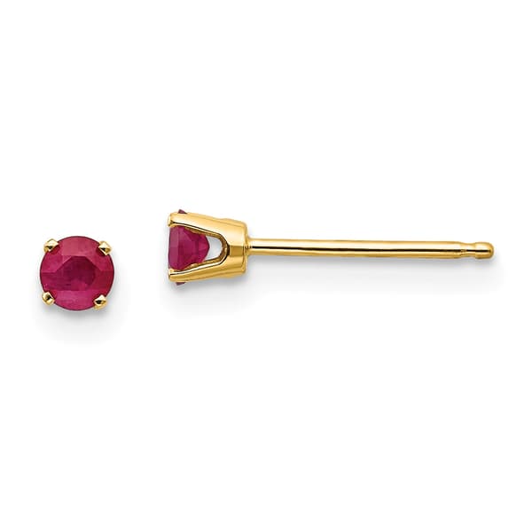 Gemstone Classics&#40;tm&#41; Yellow Gold 3mm. Ruby Stud Earrings - image 