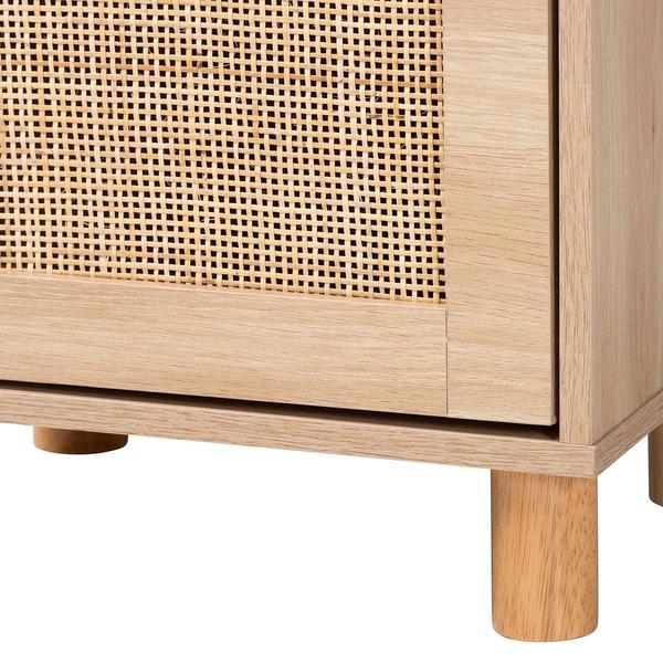 Baxton Studio Maclean Natural Brown Wood 1-Door Nightstand