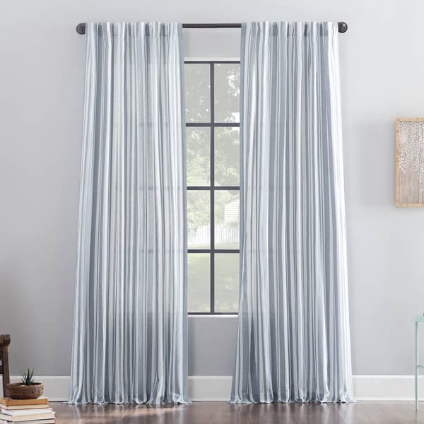 Denza Woen Global Slub Sheer Back Tab Panel Curtains