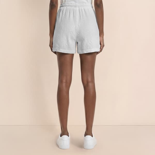 Womens Nicole Miller Front Pocket Embroidered Gauze Shorts