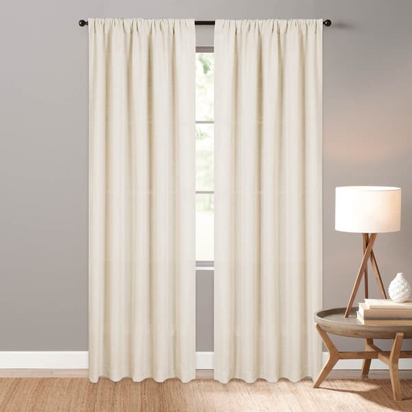 Linen Blend Light Filtering Rod Pocket Panel Curtain - image 