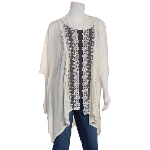 Womens Lulu Knit Lace Front Kimono - image 
