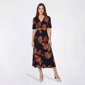 Womens MSK Elbow Sleeve V-Neck Floral Twist Front Midi Dress - image 1