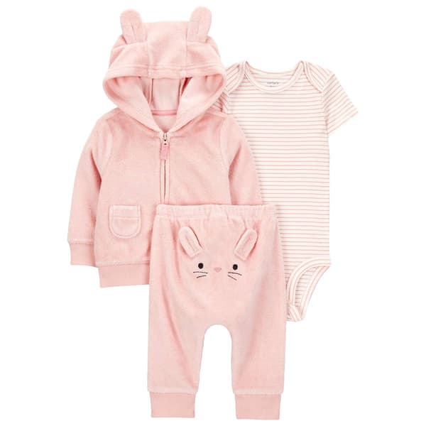 Baby Girl (3-12M) Carters(R) 3pc. Bunny & Stripe Cardigan Set - image 