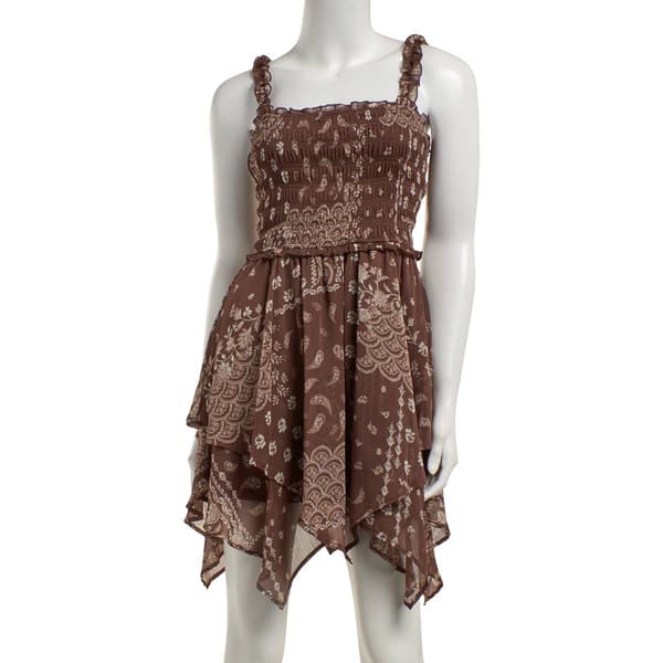 Juniors Trixxi Chiffon Hanky Hem Bungee Strap High Low Dress